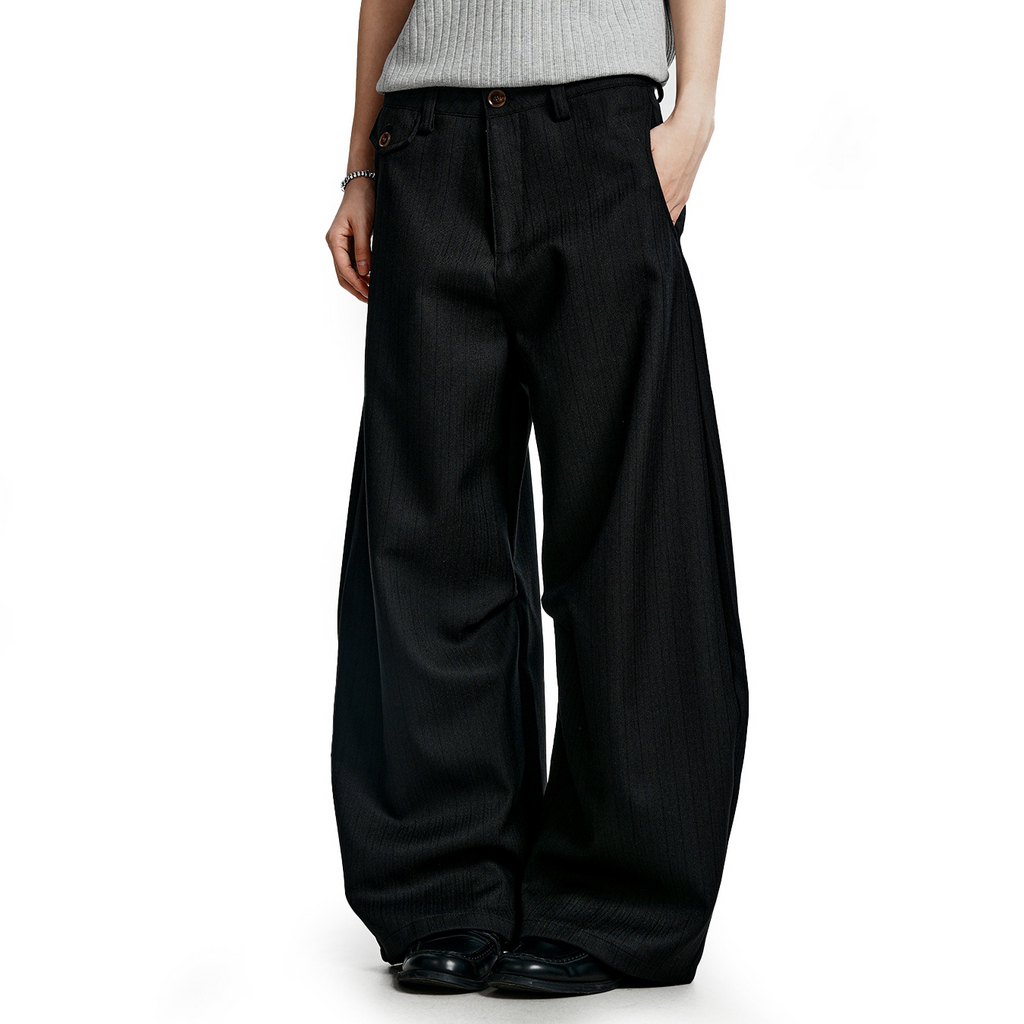 Classic Striped Wide-Leg Trousers